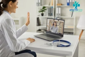 UK pharmacist giving online ailment advice through digital healthcare platform